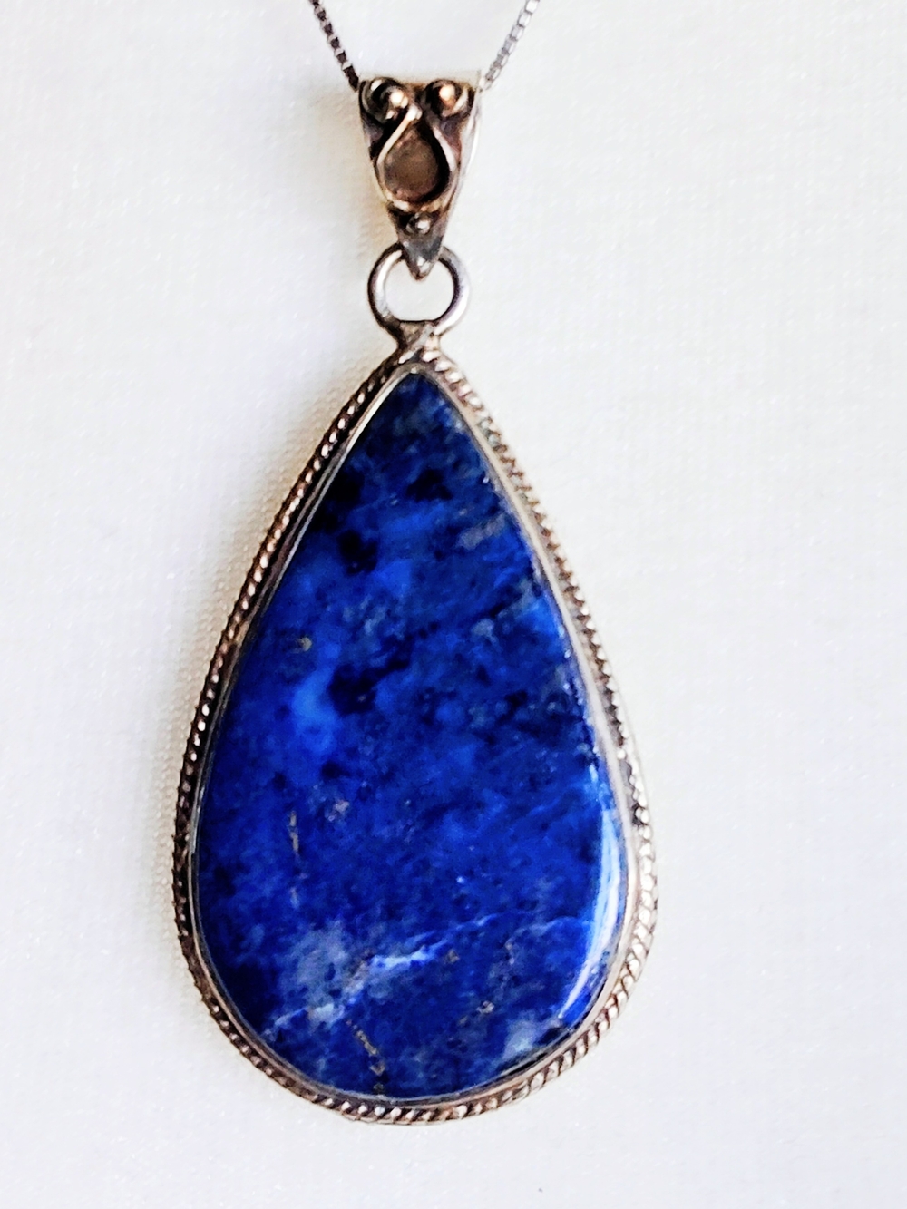 Teardrop Lapis Lazuli Pendant in 925 Sterling